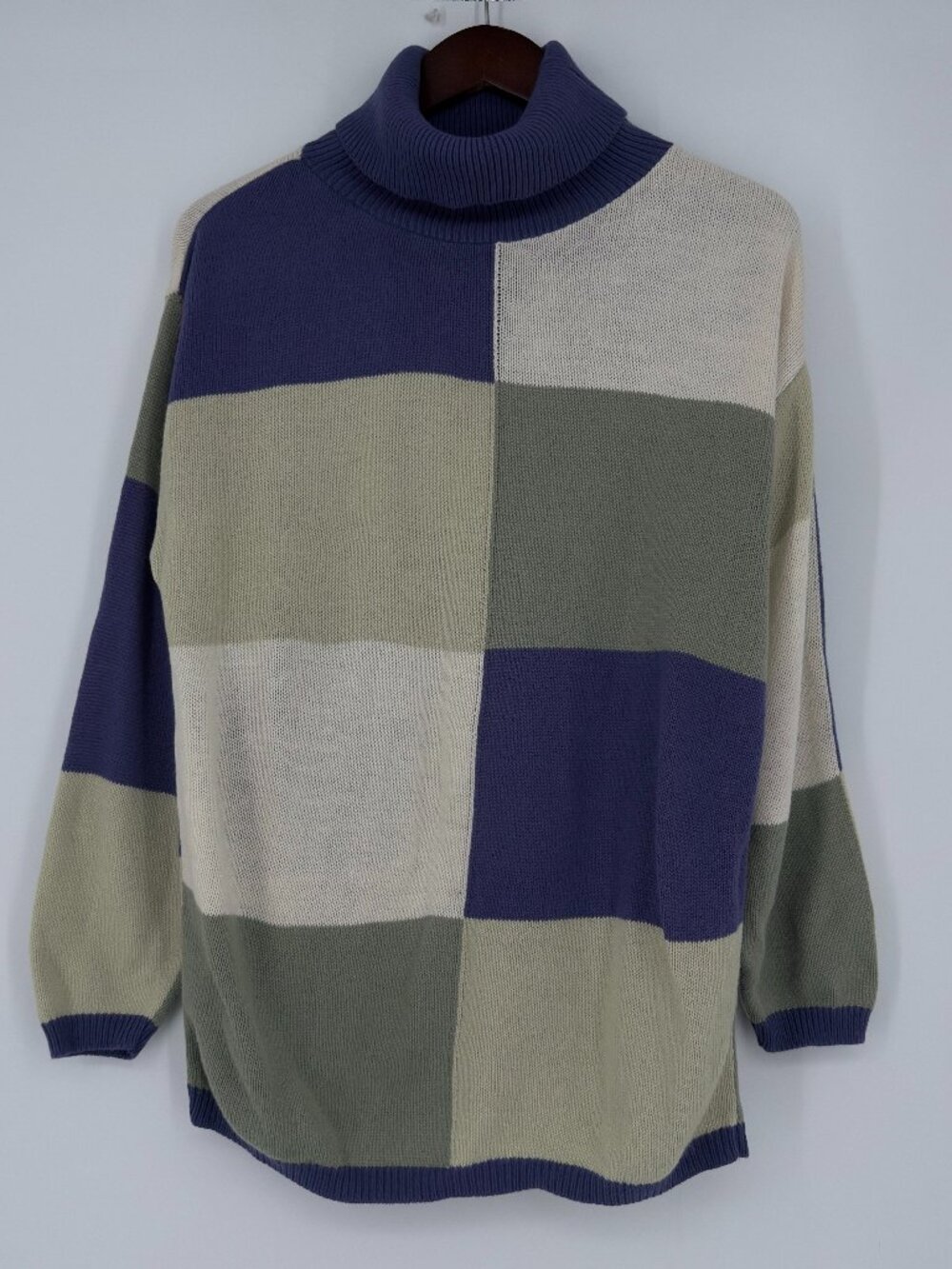 Vintage J.R. Rappers Turtleneck Sweater Colorblock Patchwork Hip Hop 90s Small